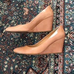 JCrew nude leather wedge heels - 6.5